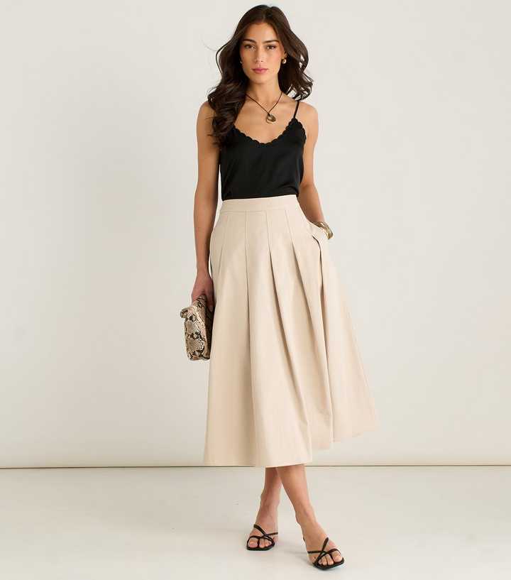 Gini London Stone Cotton Full Midi Skirt