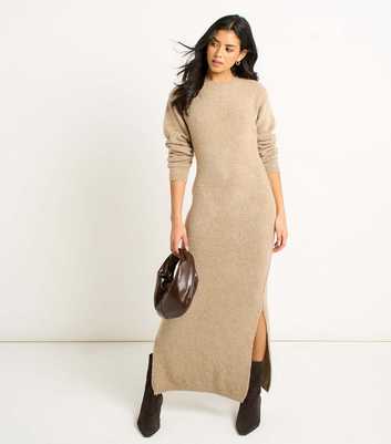 Gini London Cream Bodycon Long Sleeve Maxi Dress 