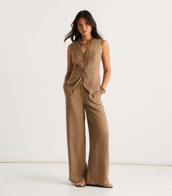 Gini London Camel Wide Leg Trousers