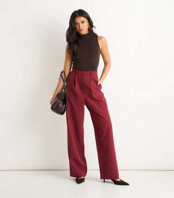 Gini London Rust Wide Leg Tailored Trousers