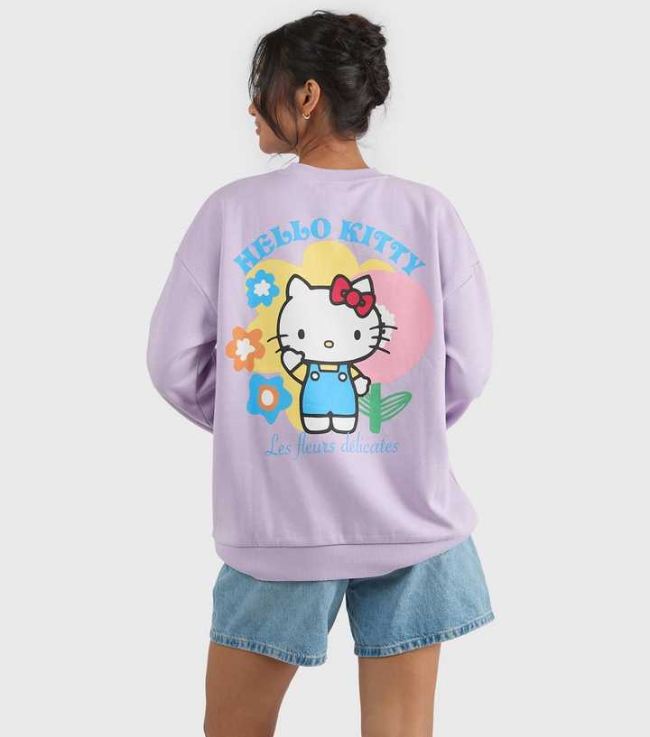 Custard Purple Hello Kitty Print Sweatshirt