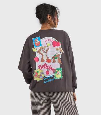 Custard Faded Black Disney Chip N Dale Print Sweatshirt