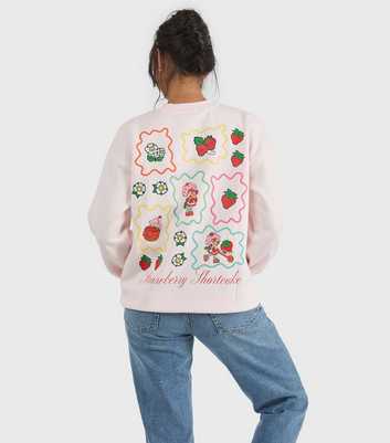 Custard Light Pink Strawberry Shortcake Print Sweatshirt