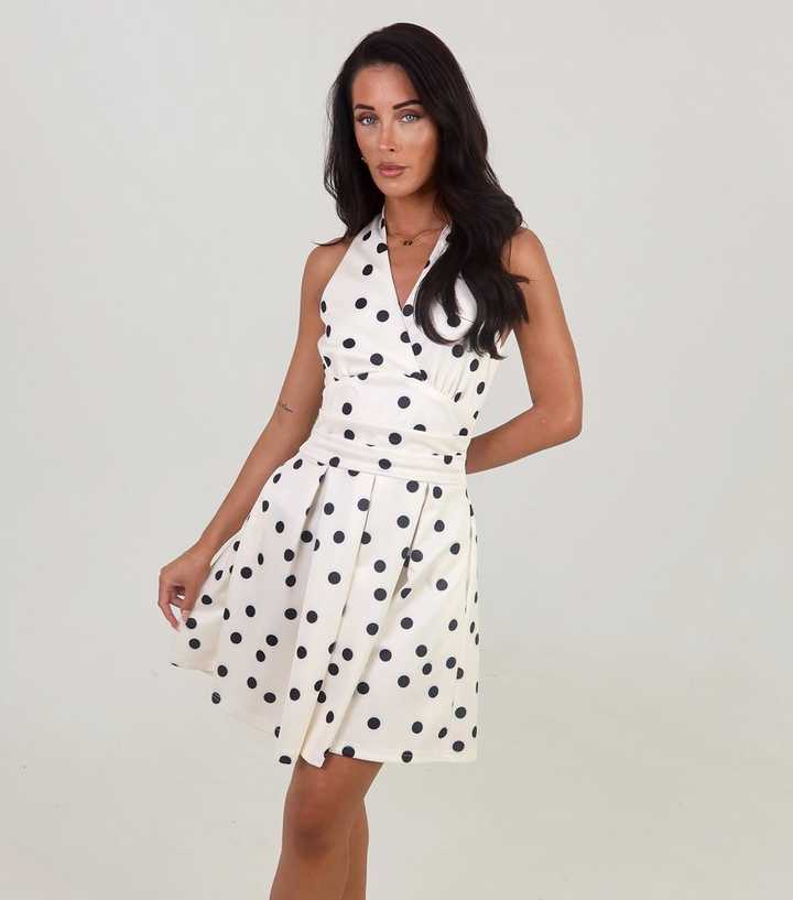 AX Paris Cream Polka Dot Halter Neck Mini Dress