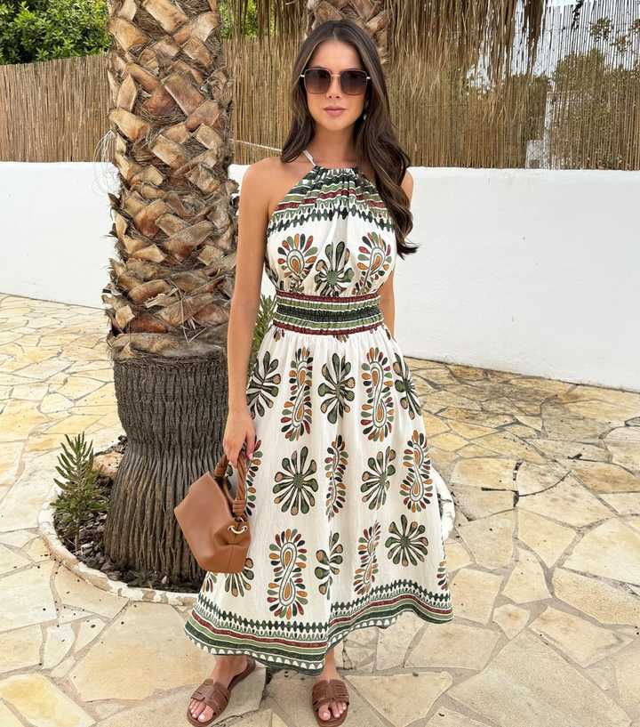 AX Paris Multicolour Tie Halter Neck Midi Dress