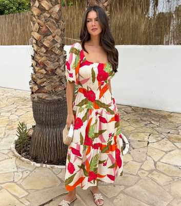 AX Paris Multicolour Shirred Waist Midi Dress