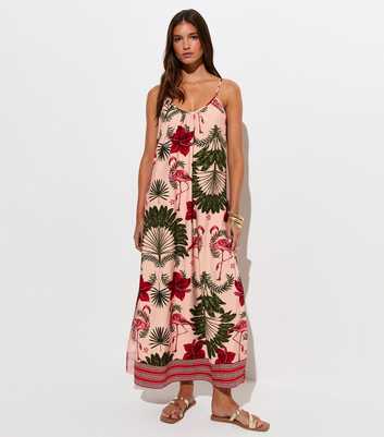 Pink Flamingo Print Maxi Dress