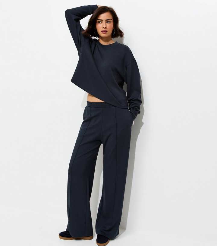 Premium Navy Wide Leg Joggers