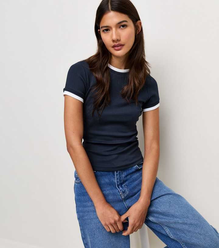 Navy Layered Baby Tee T-Shirt
