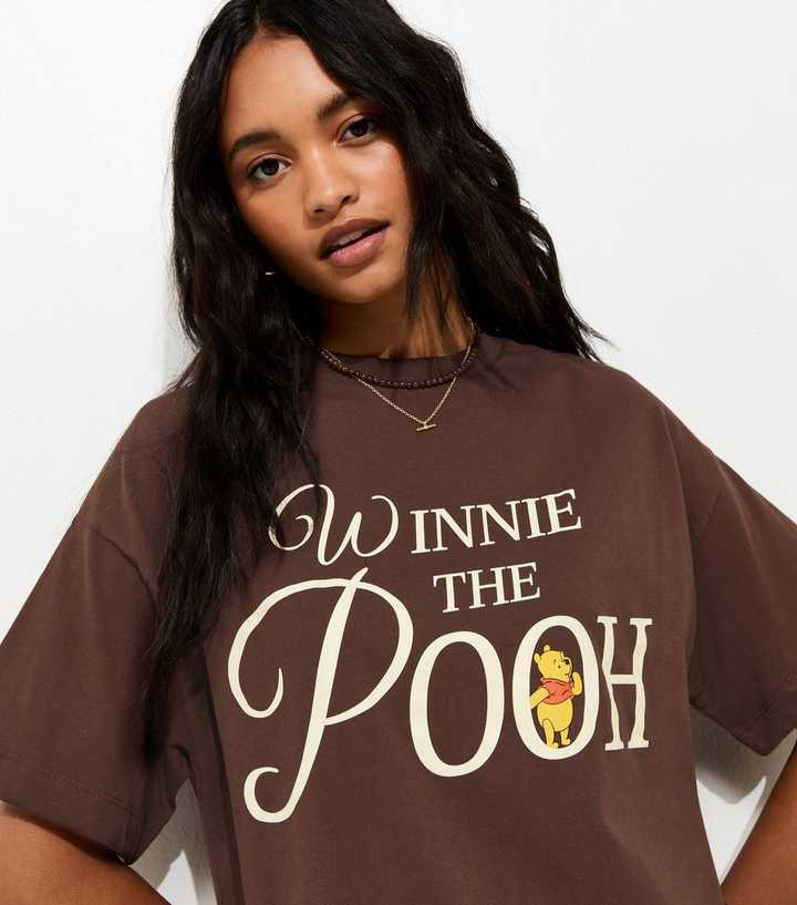 Dark Brown Winnie The Pooh Oversized T-Shirt