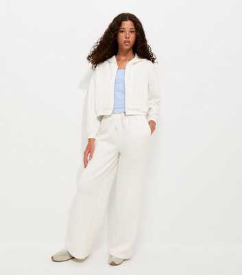 Girls Off White Soft Touch Wide Leg Joggers