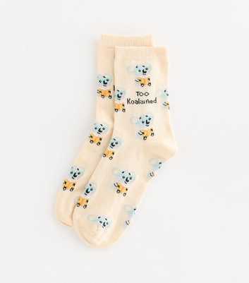 Yellow Cotton Rich Too Koalaified Koala Pattern Socks