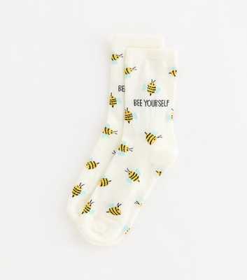 Cream Cotton Rich Bee Yourself Bee Pattern Ankle Socks