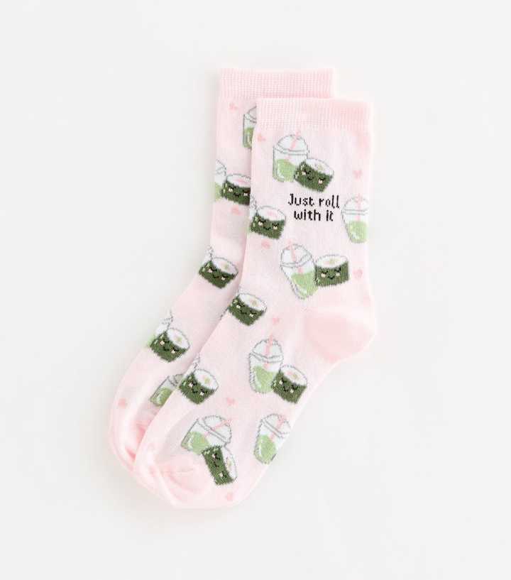 Pink Cotton Rich Just Roll With It Sushi Socks