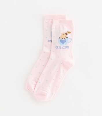 Pink Cotton Rich Capy-Ccino Ankle Socks