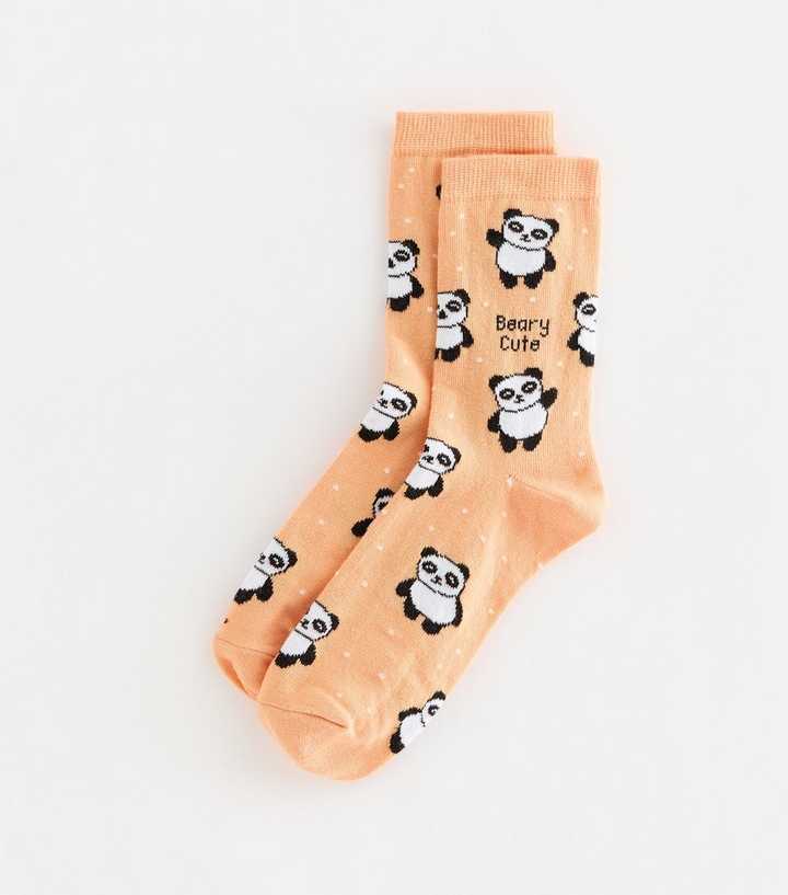 Orange Cotton Rich Beary Cute Panda Socks