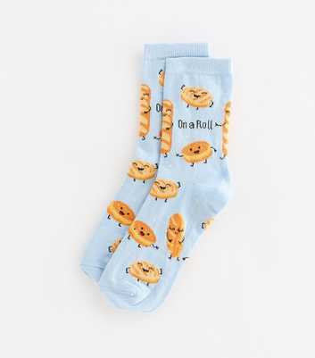 Light Blue Cotton Rich On A Roll Pastries Socks