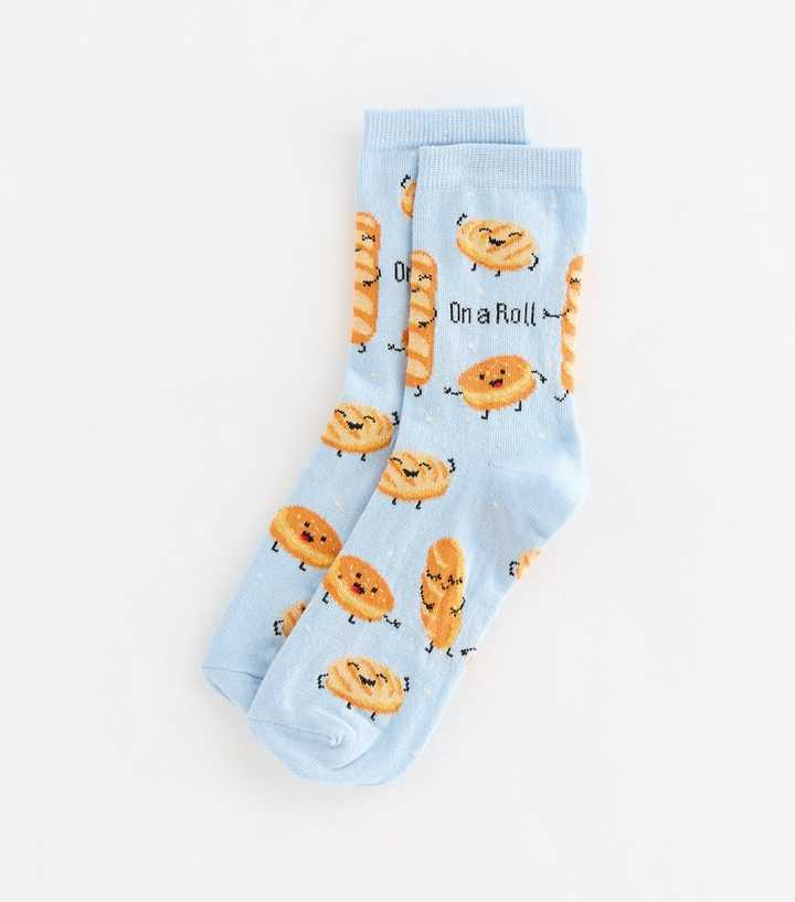 Light Blue Cotton Rich On A Roll Pastries Socks