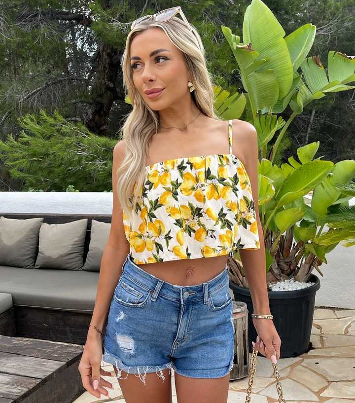 AX Paris Cream Strappy Floaty Crop Top