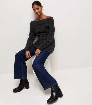 Black Faux Leather Block Heel Square Toe Ankle Boots