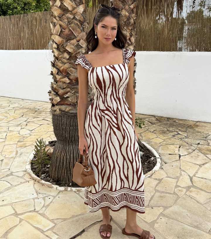 AX Paris Cream Frill Strap Midi Dress