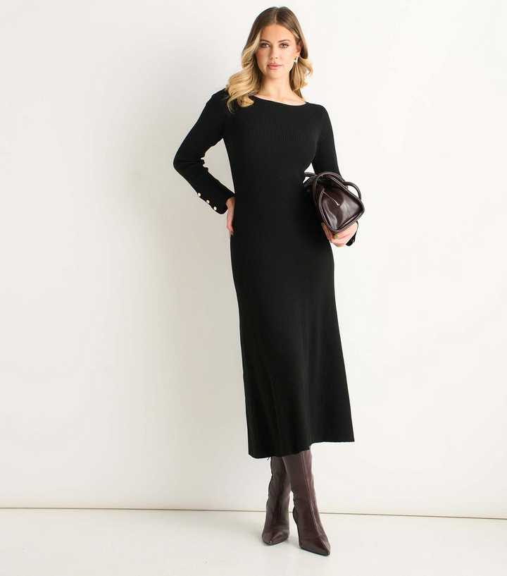 Gini London Black Knitted Fit And Flare Midi Dress