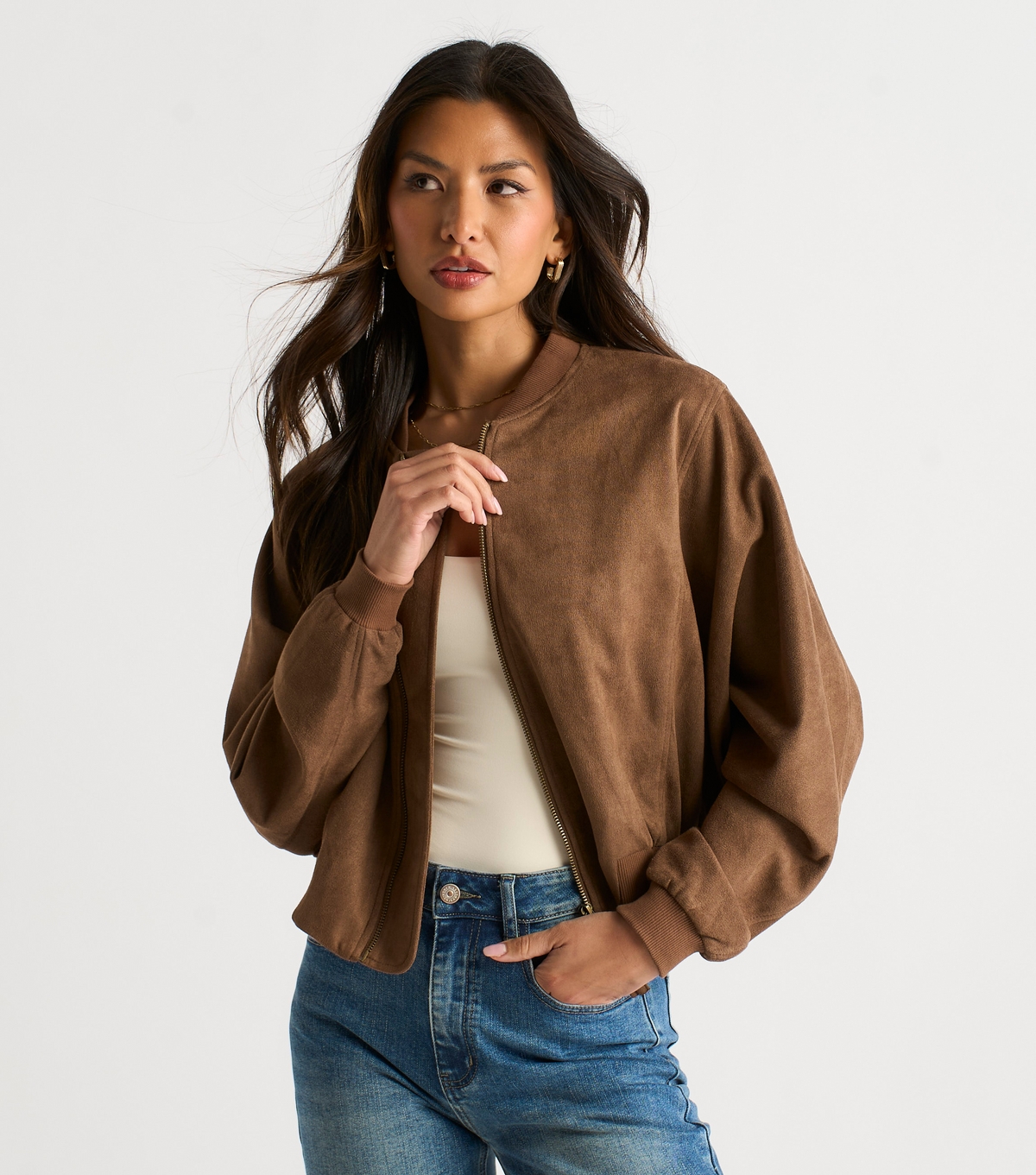 Women's Brown Puff Ball Jacket Gini London New Look