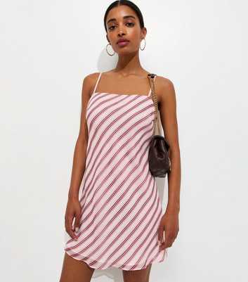 Pink Striped Chiffon Mini Dress