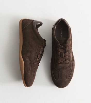 Premium Dark Brown Real Suede Lace Up Trainers