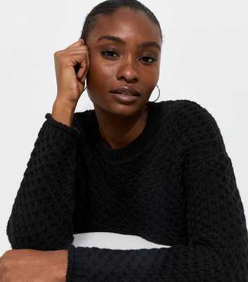 Black Chunky Knit Crew Neck Jumper