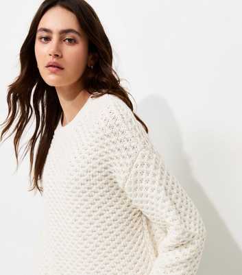 Off White Chunky Knit Crew Neck Jumper