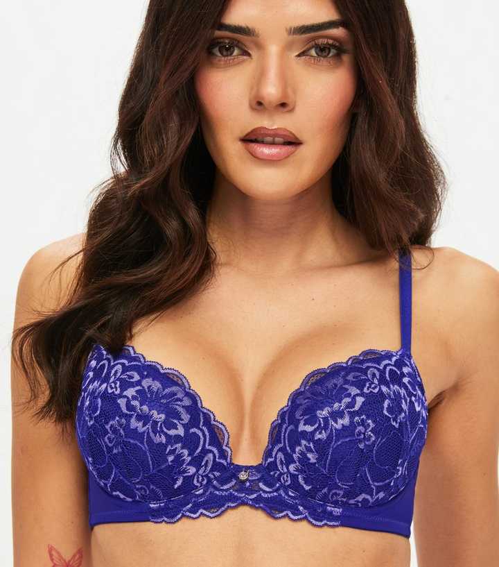 Ann Summers Dark Purple Sexy Lace Padded Plunge Bra