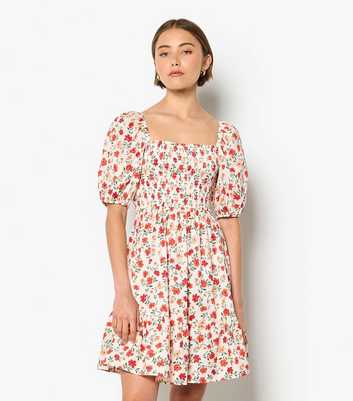 Apricot Cream Smock Mini Dress