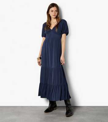 Apricot Navy Milkmaid Maxi Dress