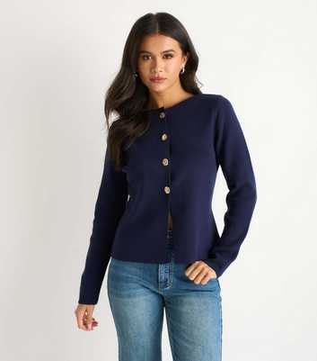 Gini London Navy Button Front Cardigan