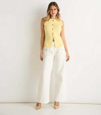 Gini London Light Yellow Button Front Compact Knit Waistcoat