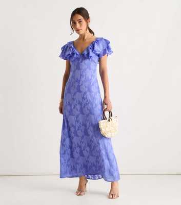 Gini London Purple Satin Jacquard Maxi Dress