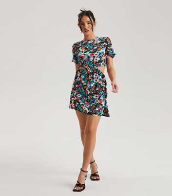 Urban Bliss Black Floral Print Cut Out Mini Dress