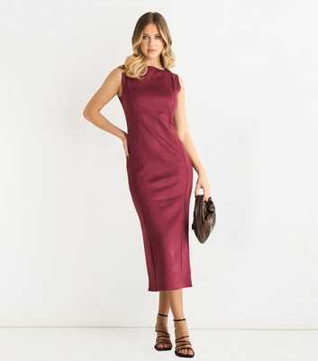 Gini London Dark Burgundy Faux Suede Dress