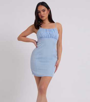 Urban Bliss Light Blue Gathered Front Mini Dress
