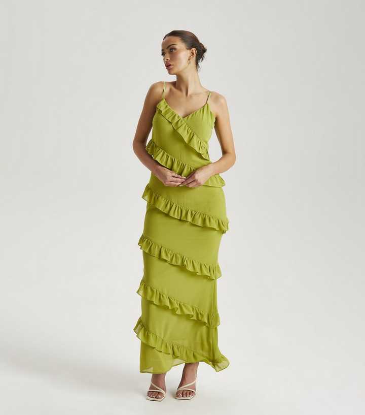 Urban Bliss Green Ruffle Tiered Maxi Dress