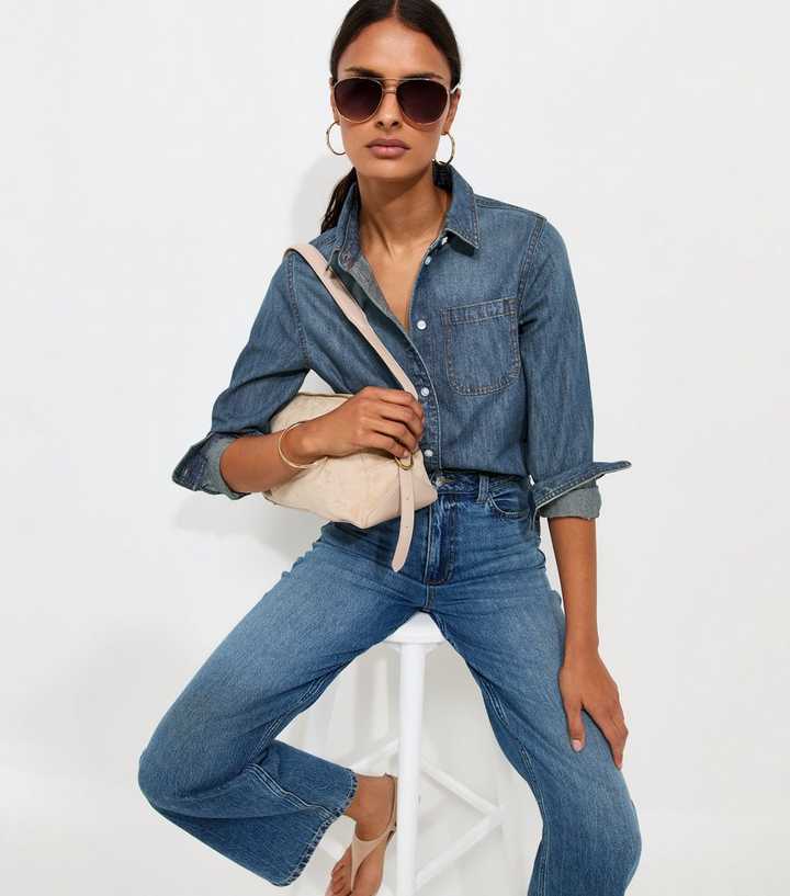 Blue Cotton Long Sleeve Classic Denim Shirt