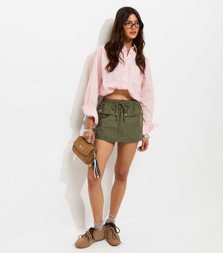Dark Khaki Cotton Utility Skort