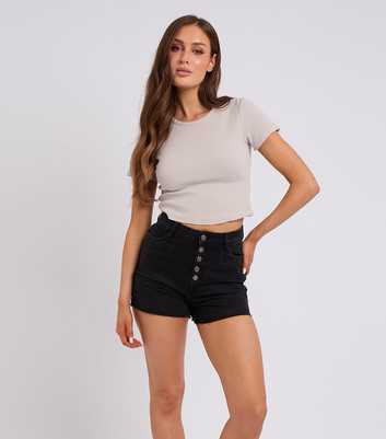 Urban Bliss Black Pleated Denim Shorts