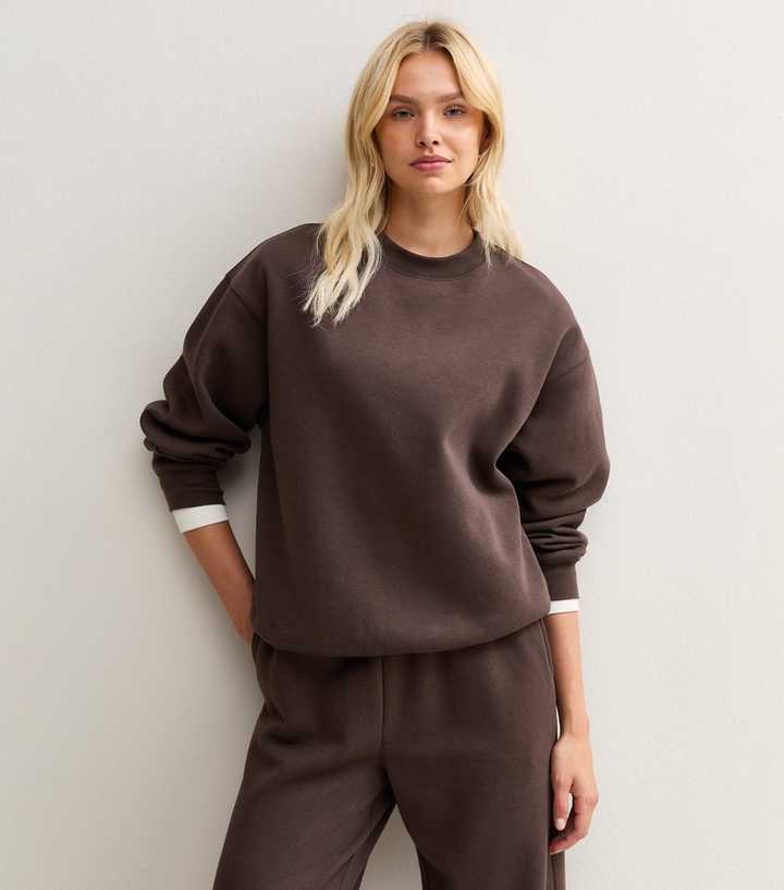 Brown Cotton Rich Relaxed Sweatshirt