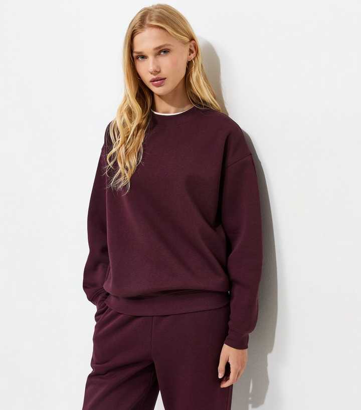 Dark Burgundy Cotton Rich Relaxed Sweatshirt