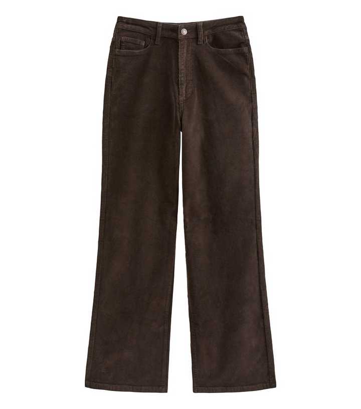 Dark Brown Cotton Rich Corduroy Adalae Wide Leg Jeans