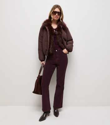 Dark Burgundy Cotton Corduroy Bootcut Trousers