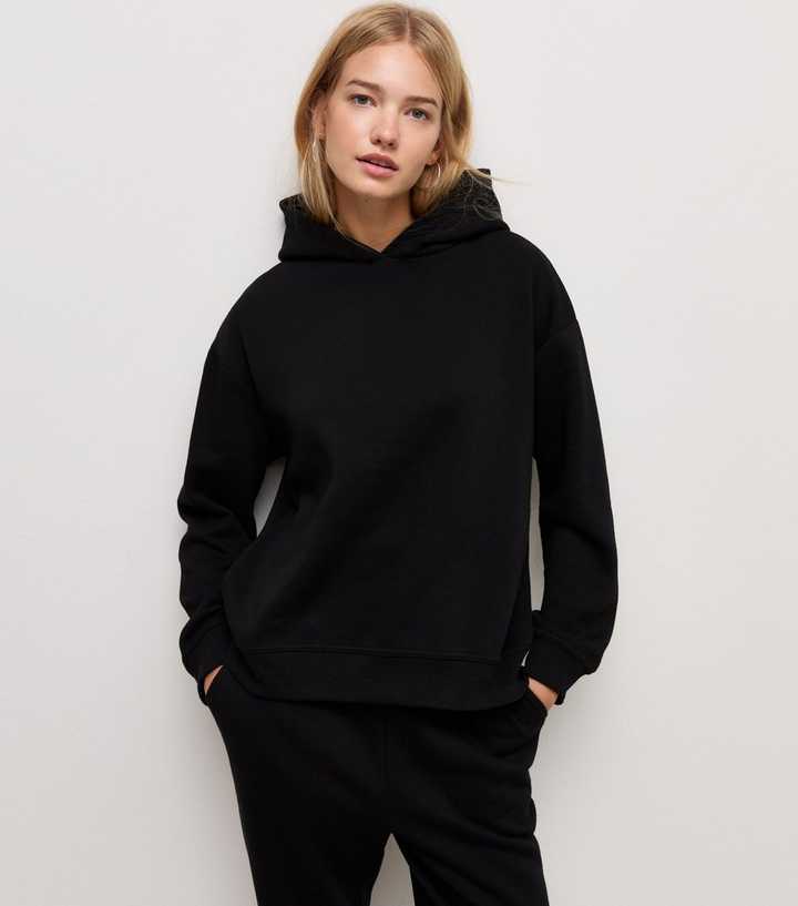 Black Cotton Rich Long Sleeve Hoodie