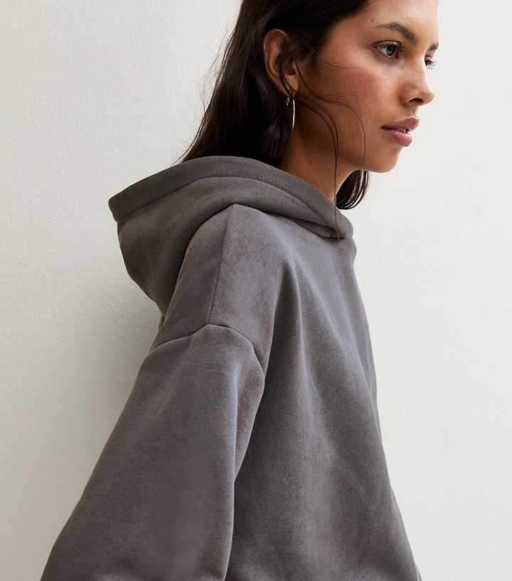 Dark Grey Cotton Rich Long Sleeve Hoodie
